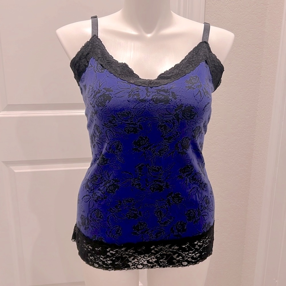 Blue Lace Tank w/Rose design